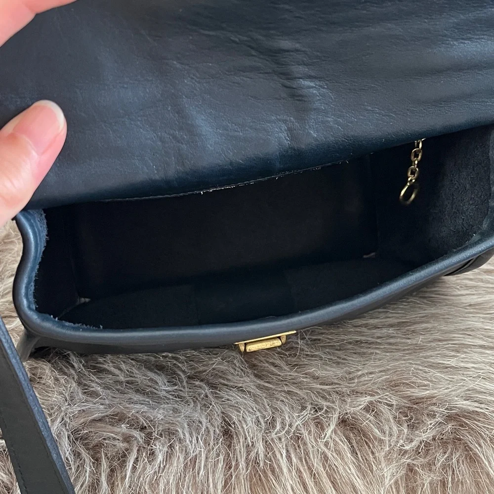 Rare Vintage Coach Ashland Bag 9914 Full Grain Cowhide Leather- Navy Blue - Picture 13 of 16